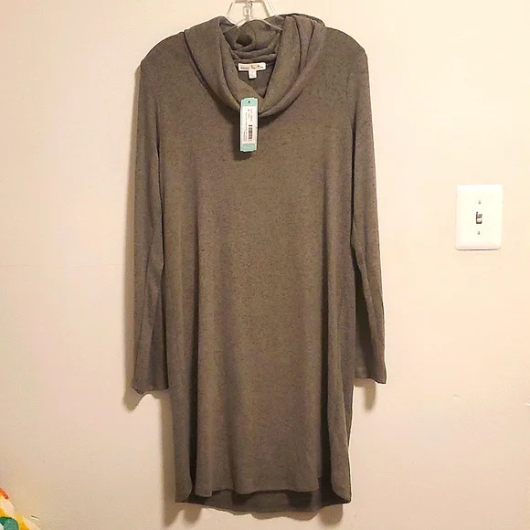 ruffle sleeve knit dress Mona Ruffle Sleeve Sweater Rib Dress Navy Bliss / L by Project Social T main image 1